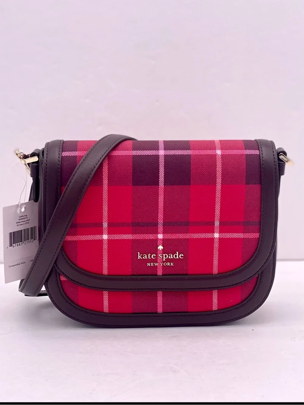 Kate Spade New York BLAKE PLAID SADDLE  CROSSBODY BAG